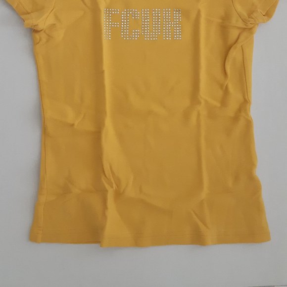 French Connection Logo Mustard Yellow T shirt - Picture 2 of 6